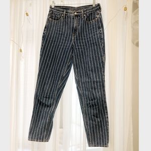 Striped Ankle Cut Mom Jeans